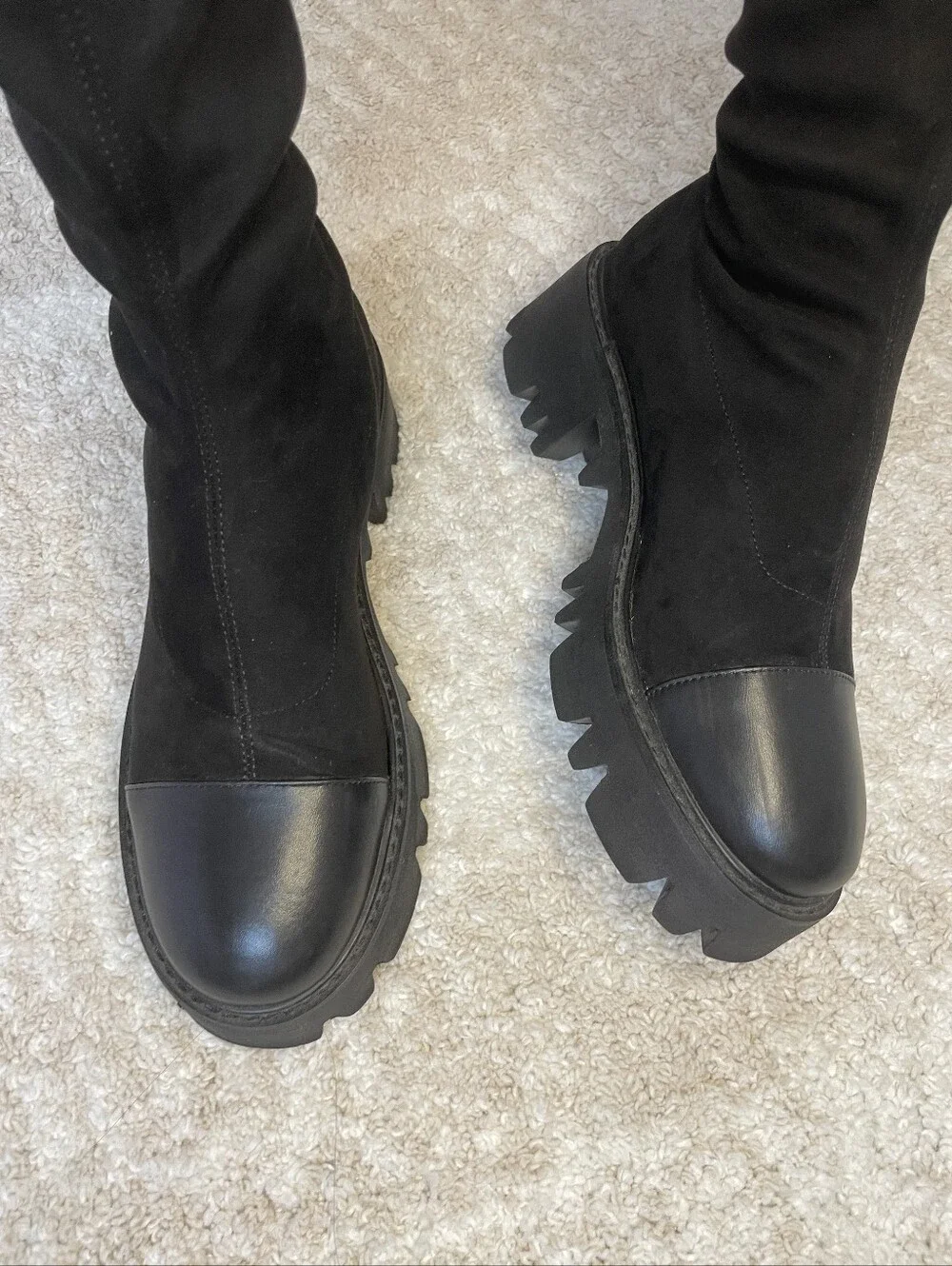 Staccato Black Over-the-Knee Chunky Sole Boots Size 7